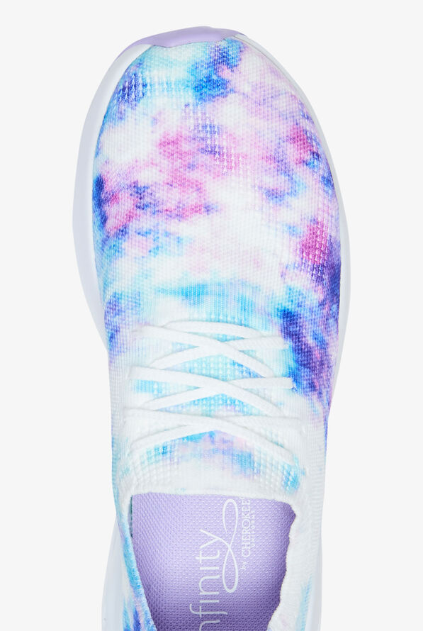 Infinity Women's Bolt Pastel Watercolor Athletic Lace Up Nursing Shoes - Navy - 2