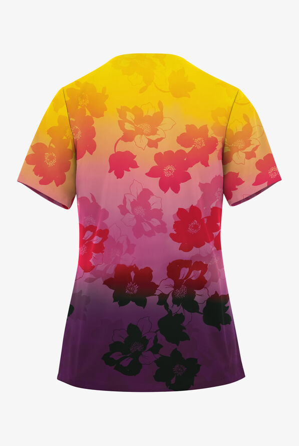 Easy STRETCH Floral Ombre Flirt Women's V-Neck Top - null - 2