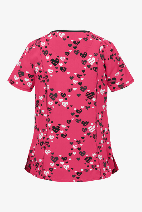 Blusa m&eacute;dica estampada Cherokee Infinity Hearts Adrift con cuello en V y 2 bolsillos para mujer - null - 2