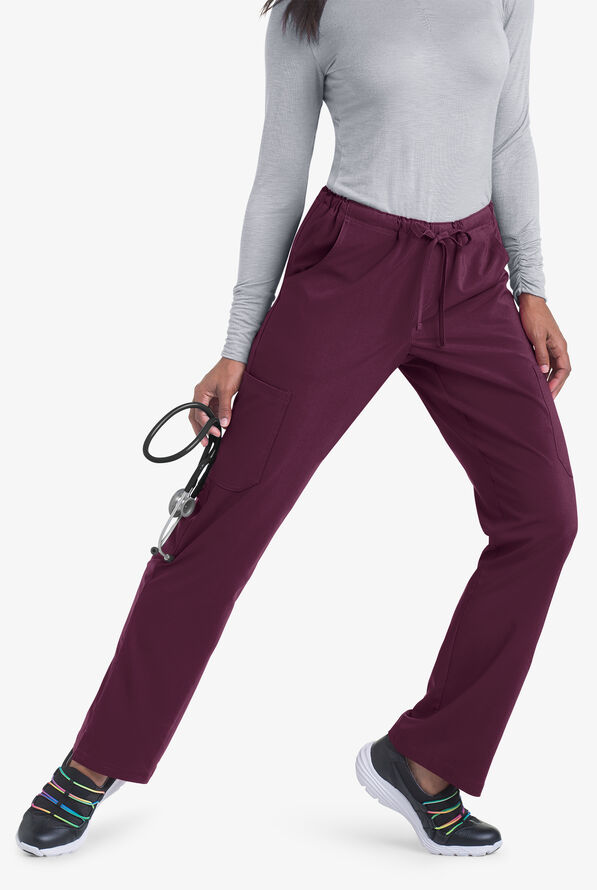 Easy STRETCH Eden Women's 4-Pocket Drawstring Scrub Pants - Dark Mulberry - 3