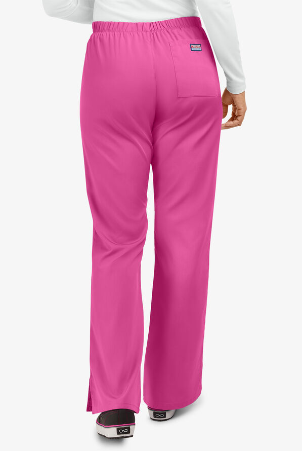 Cherokee Workwear Women's 3-Pocket Flare Leg Drawstring Scrub Pants - Shocking Pink - 4