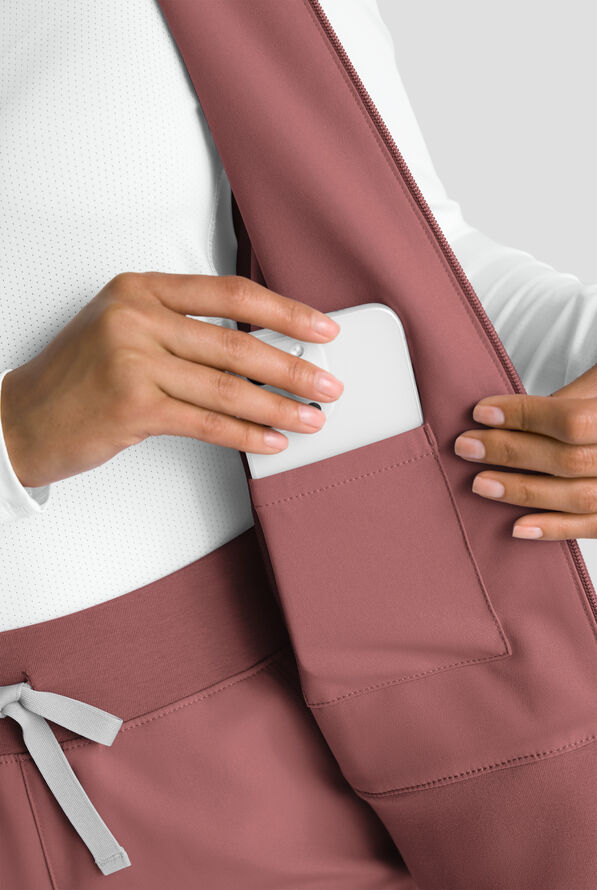 ReSurge Ebro Women's 6-Pocket Zip Front Stand Scrub Vest - Soft Chestnut - 3