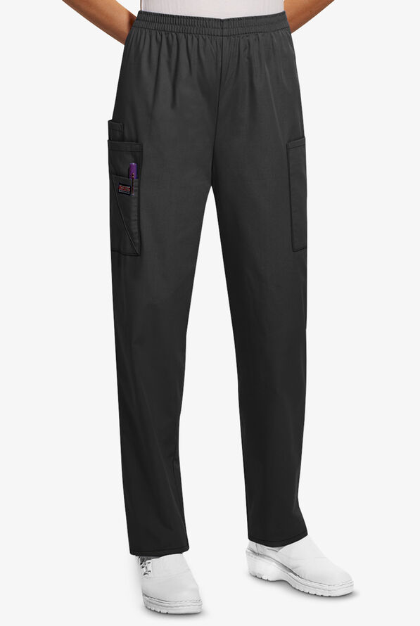 Cherokee Workwear Women's 4-Pocket Elastic Waist Utility Scrub Pants - Black - 1