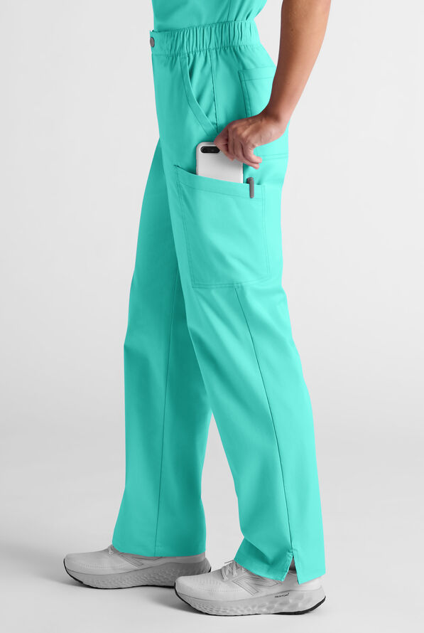 Butter-Soft STRETCH Women's 10-Pocket Straight Leg Cargo Scrub Pants - Aqua Dust - 4