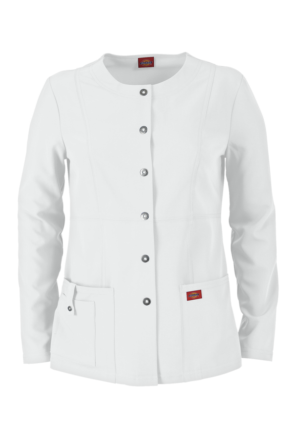Dickies Xtreme STRETCH Women's 3-Pocket Contemporary Fit Scrub Jacket - White - 1