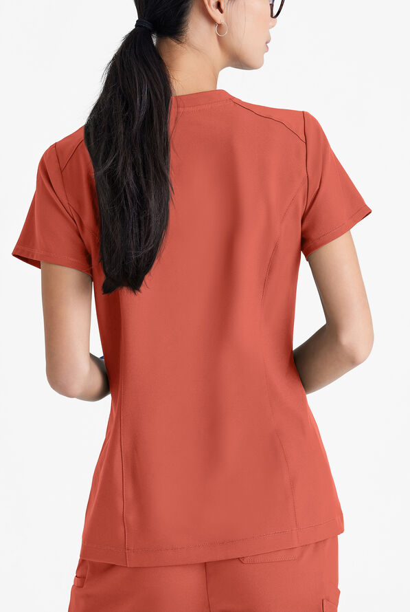 Grey's Anatomy by Barco Evolve STRETCH Sway Women's 1-Pocket Tuck In V-Neck Scrub Top - Sedona Red - 4