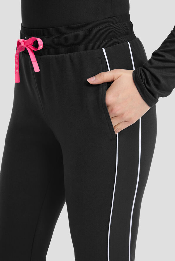 Med Couture Layers Women's 2-Pocket STRETCH High-Rise Straight Leg Scuba Knit Cargo Scrub Pant - Black - 2