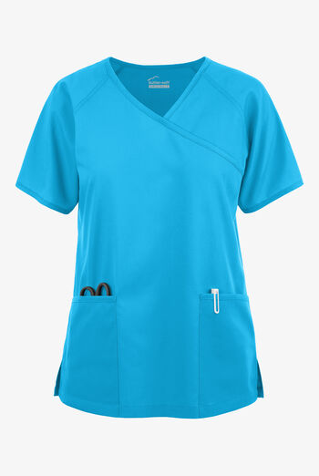 Butter-Soft Originals Women's 3-Pocket Mock Wrap Raglan Sleeve Scrub Top