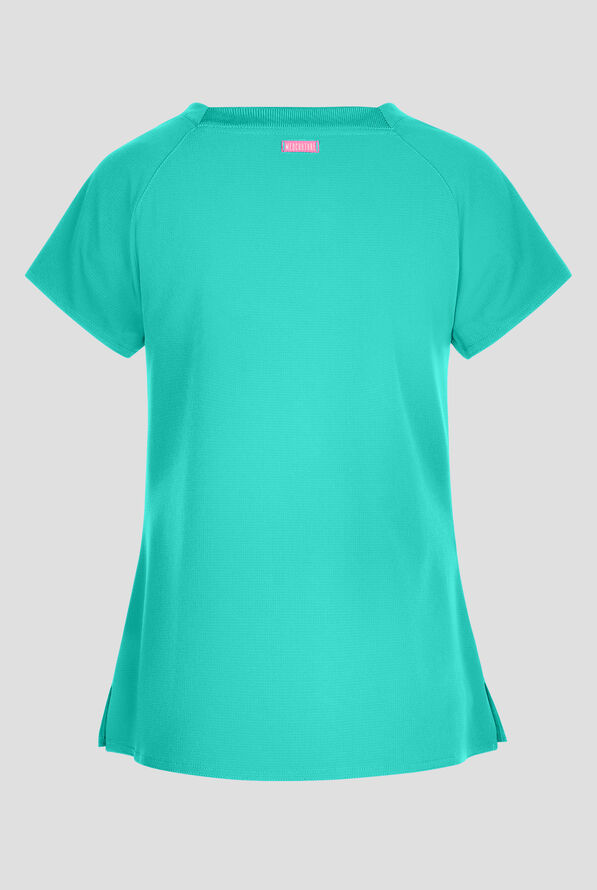 Med Couture Amp Women's 3-Pocket STRETCH Raglan Sleeve Square Neck Scrub Top - Teal Tonic - 2