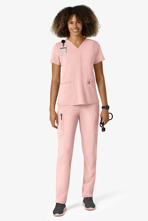 Carhartt Cross-Flex Force Women's 6-Pocket STRETCH Convertible Drawstring Cargo Scrub Pants - Soft Rose - 4