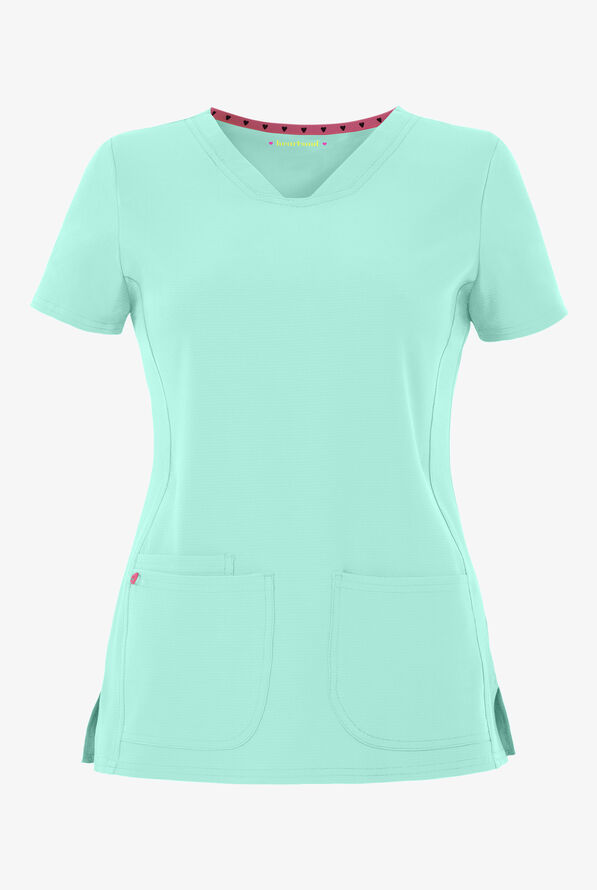 heartsoul Break On Through Women's 3-Pocket Pitter-Pat V-Neck Scrub Top - Tranquil Sea - 1