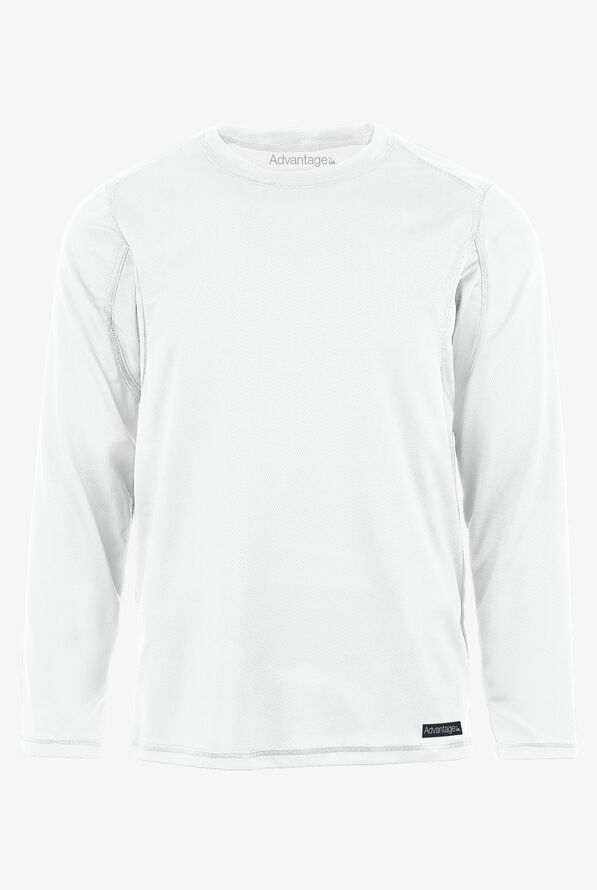 Advantage STRETCH Men's Long Sleeve Crew Neck Underscrub - White - 1