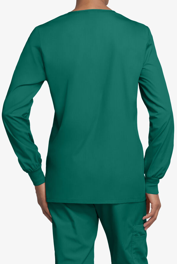 Cherokee Workwear Women's 3-Pocket Snap Front Scrub Jacket - Hunter - 2