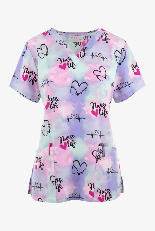 Tasha and Me Nurse Life Heart Beats and Stethoscopes Women's 2Pocket