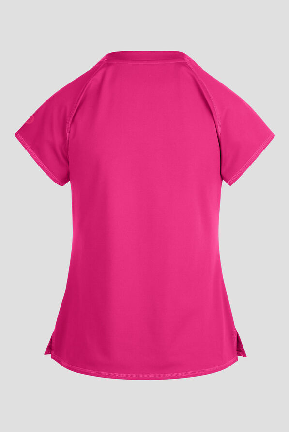 Med Couture Amp Knit Women's 3-Pocket STRETCH V-Neck Scrub Top - Pink Power - 2