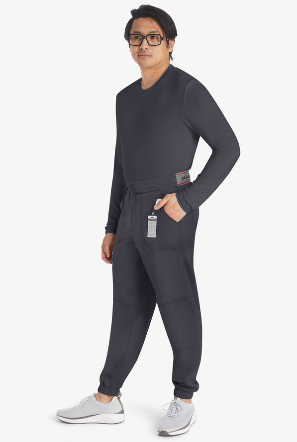 Dickies EDS NXT Men's 6-Pocket STRETCH Elastic Logo Waistband Utilitarian Jogger Scrub Pants - Pewter - 4