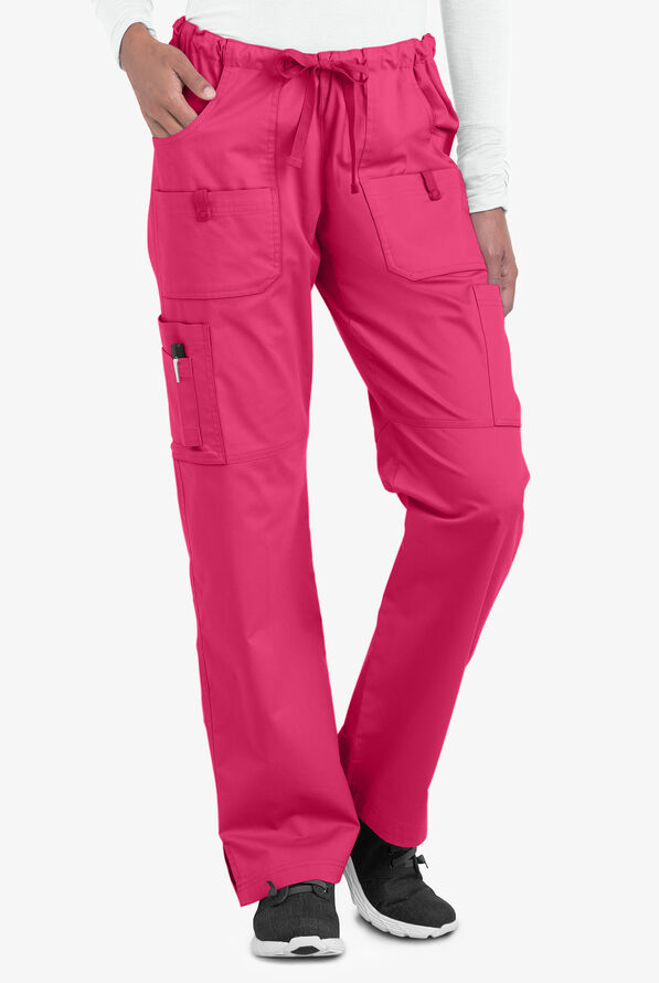 Butter-Soft STRETCH Women's 10-Pocket Drawstring Scrub Pants - Tall - Fuchsia - 1