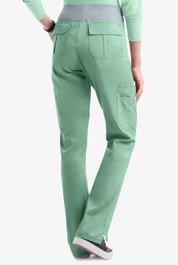 Butter-Soft STRETCH Women's 10-Pocket Active Yoga Scrub Pants - Tall - Water Mint/Silver - 4