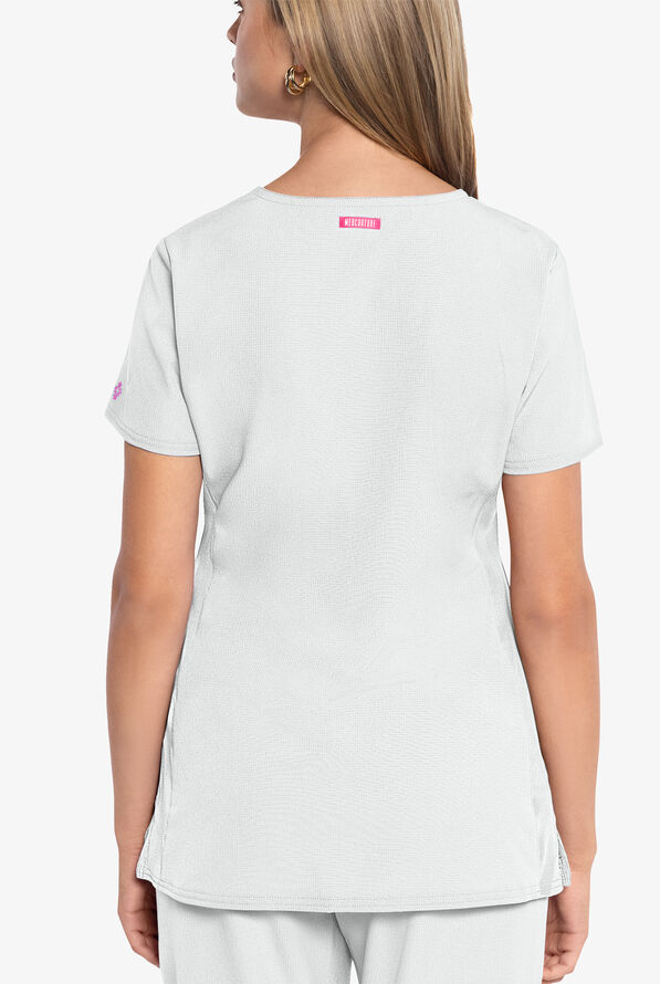 Med Couture Amp Women's 3-Pocket STRETCH V-Neck Scrub Top - White - 3