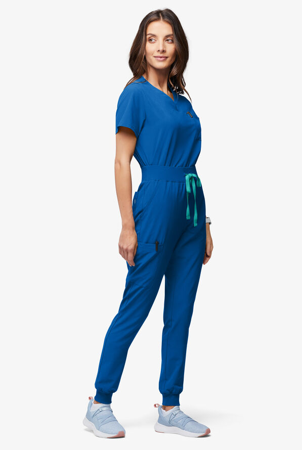 Easy Stretch EcoGrid Ariel Women's 1-Pocket Tuck In/Wear Out Scrub Top - Royal - 6