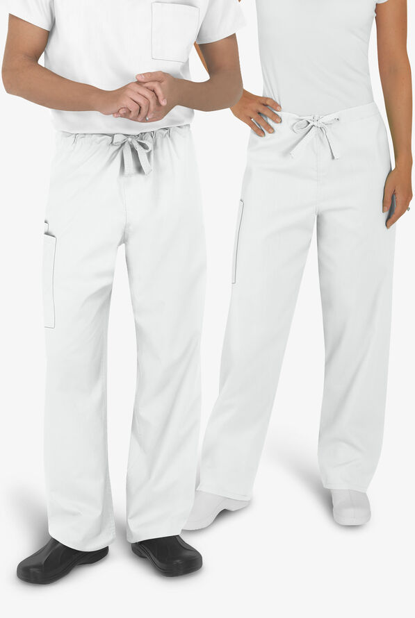 UA Best Buy Scrubs Unisex 3-Pocket Drawstring Pant - White - 2