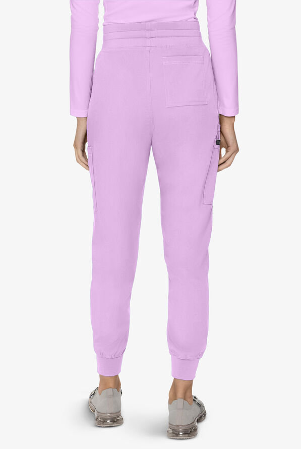 Med Couture Touch Women's 6-Pocket STRETCH High Waisted Double Cargo Jogger Scrub Pants - Lilac - 4