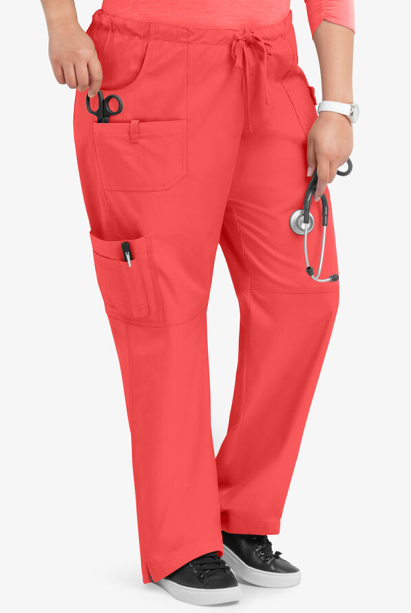 Pantal&oacute;n m&eacute;dico Butter-Soft STRETCH con cord&oacute;n y 10 bolsillos para mujer - Radiant Red - 4