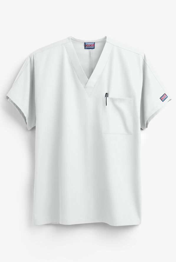 Cherokee Workwear Unisex 1-Pocket V-Neck Scrub Top - White - 1
