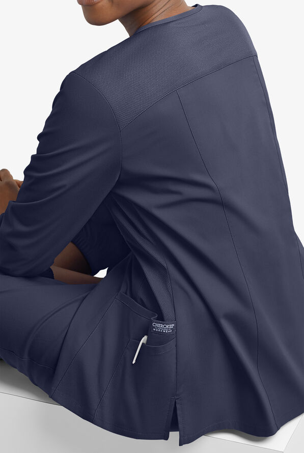 UA Exclusive Cherokee Workwear Professionals Active Women's 4-Pocket STRETCH Zip Front Scrub Jacket - Navy - 4