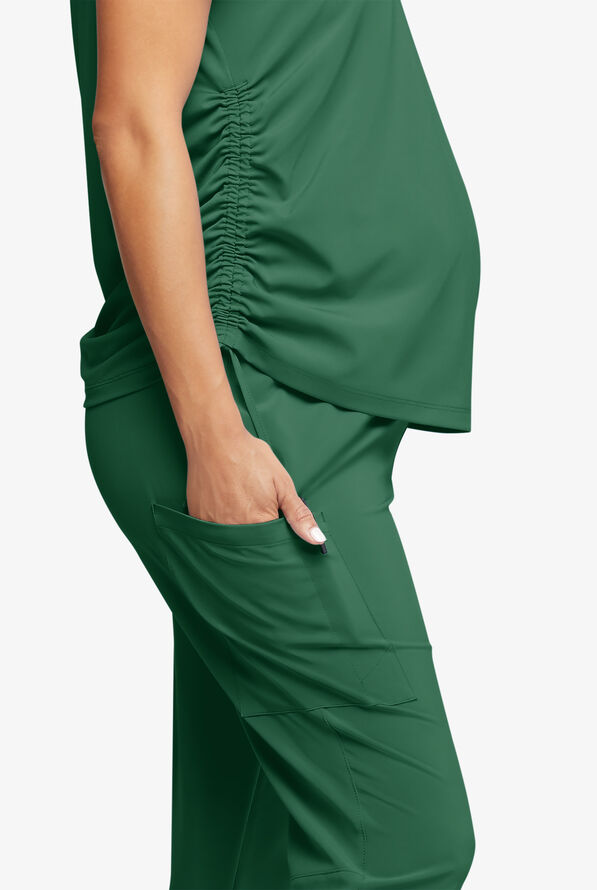 Easy STRETCH Chrissy Women's Maternity 4-Pocket Tapered Leg Jogger Scrub Pants - Hunter - 2