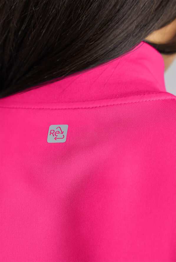 ReSurge Rhine Women's 5-Pocket Oversized Half Zip Stand Collar Scrub Top - Reactive Pink - 6