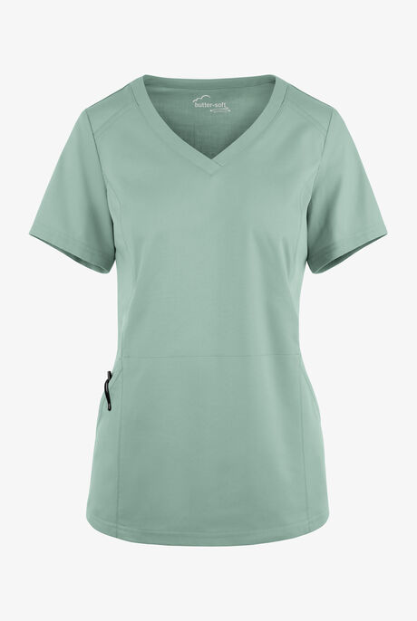 Butter-Soft STRETCH Women's 3-Pocket V-Neck Knit Panelled Scrub Top