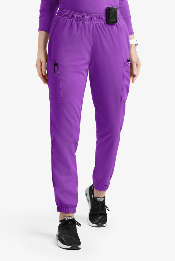 Butter-Soft Originals Women's 7-Pocket Tapered Jogger Cargo Scrub Pants - Wild Plum - 1