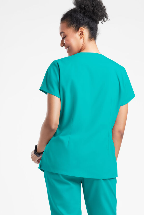 Butter-Soft Originals Women's 6-Pocket Scallop Neck Scrub Top - Bright Teal - 3