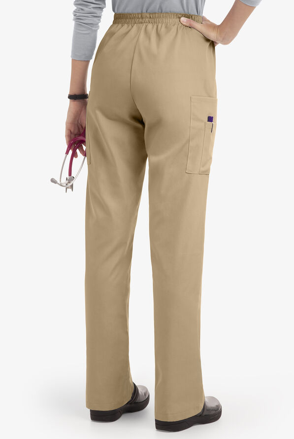 UA Best Buy Scrubs Women's 3-Pocket Elastic Waist Tapered Pants - Tall - Khaki - 2