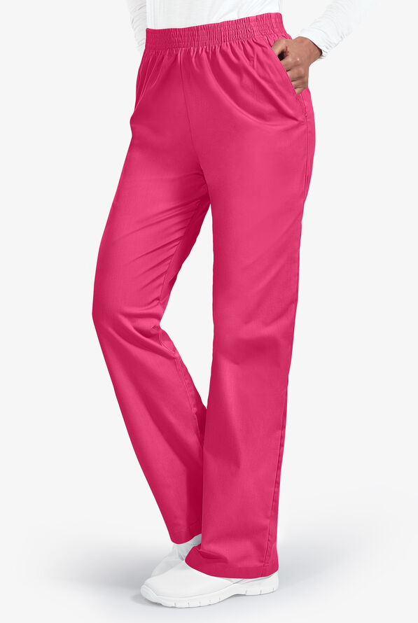 Butter-Soft Core Women's 2-Pocket Elastic Waist Scrub Pants - Tall - Fuchsia - 1
