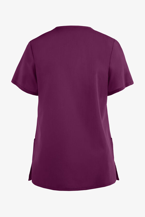 UA Best Buy Scrubs Women's 3-Pocket Snap Front Scrub Top - Wine - 3