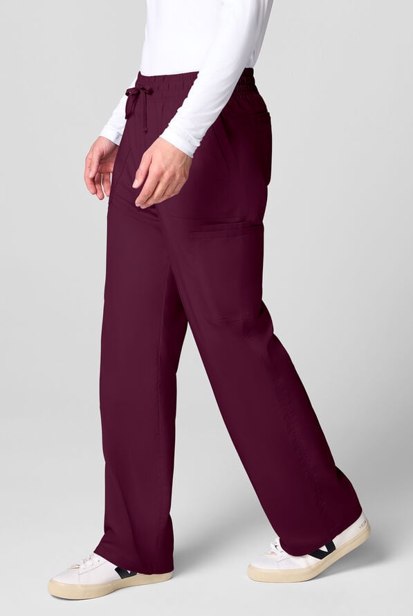 Pantal&oacute;n m&eacute;dico Cherokee Workwear Revolution STRETCH con piernas rectas y 12 bolsillos para hombre - Wine - 4