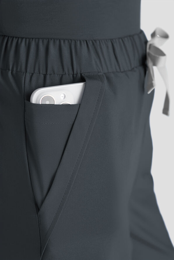 Easy STRETCH Hunter Women's 6-Pocket Relaxed Fit Wide Leg Scrub Pant - Petite - Pewter - 4