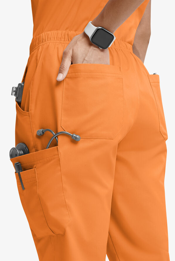 Butter-Soft STRETCH Women’s 10-Pocket Mid Rise Straight Leg Scrub Pant - Petite - Apricot Crush - 2
