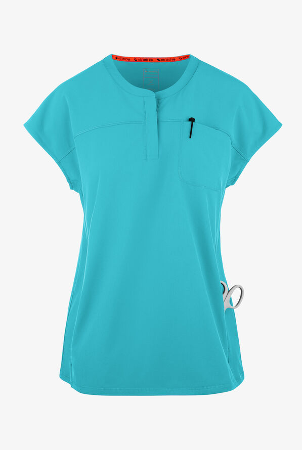 Blusa m&eacute;dica Infinity GNR8 STRETCH con mangas dolm&aacute;n y tapeta con cremallera para mujer - Aquaturque - 1