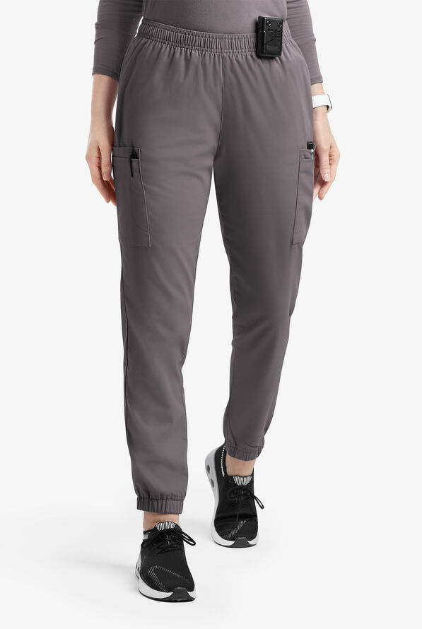 Butter-Soft Originals Women's 7-Pocket Tapered Jogger Cargo Scrub Pants - Grey Stone - 1