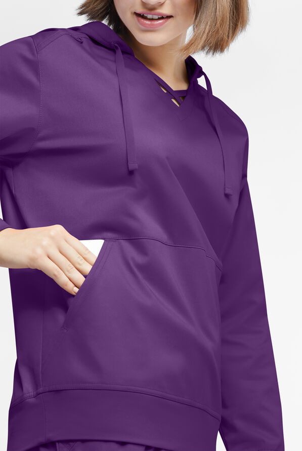 Sudadera m&eacute;dica UA Butter-soft STRETCH con capucha y 4 bolsillos para mujer - Eggplant - 3