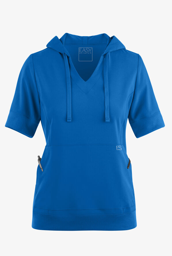 Sudadera médica manga corta Easy STRETCH True con capucha y 3 bolsillos para mujer - Royal - 2