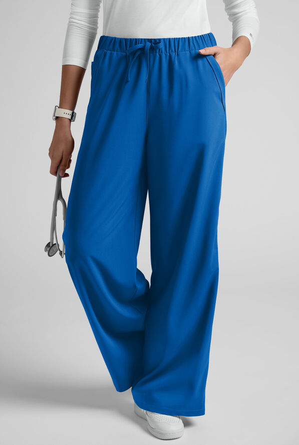 Easy STRETCH Women's Relaxed Fit Wide Leg Scrub Pant - Royal - 3