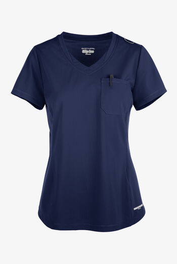 Skechers by Barco Slip-ins Flow Women's 1-Pocket STRETCH Tulip Hem Tuck In V-Neck Scrub Top