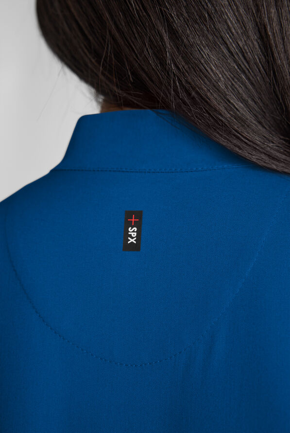 Grey's Anatomy by Barco Emerge Rowen Women's 2-Pocket STRETCH Banded Bottom Zip Scrub Top - Royal - 6