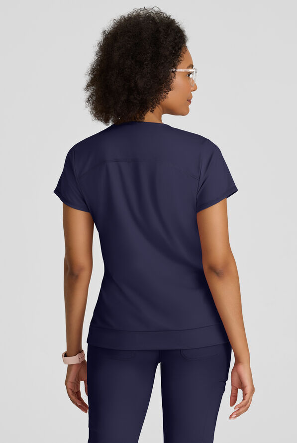 Blusa m&eacute;dica Grey's Anatomy by Barco Spandex Knit Motivate STRETCH con cuello en V y 2 bolsillos para mujer - Indigo - 4