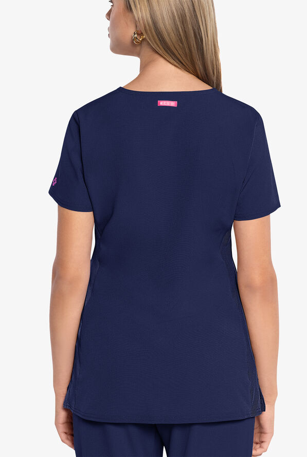 Med Couture Amp Women's 3-Pocket STRETCH V-Neck Scrub Top - Navy - 3
