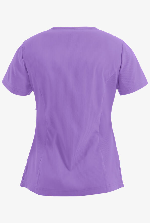 koi Lite™ Philosophy Women's 3-Pocket Mock Wrap Side Zipper Scrub Top - French Lavender - 2